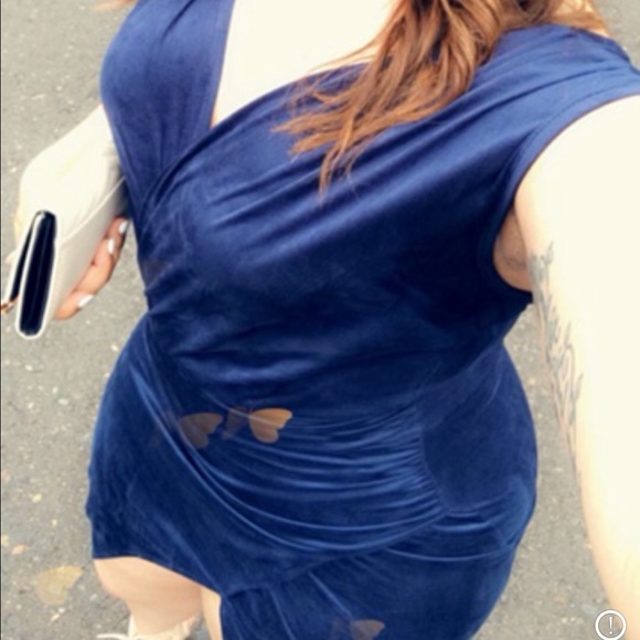 Navy Faux Seude dress - Picture 3 of 3